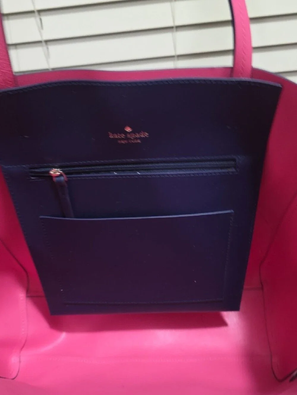 kate spade navy tote with pink trim and Camel Design